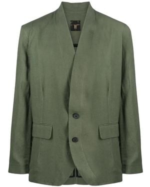 Tessitura Body Couture Button-Down Blazer - Green