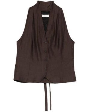 Tela Button Tie Waistcoat - Brown