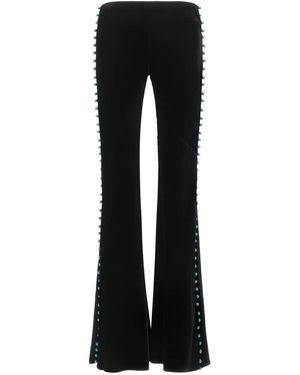 Roberto Cavalli Bead-Embellished Flared Trousers - Black