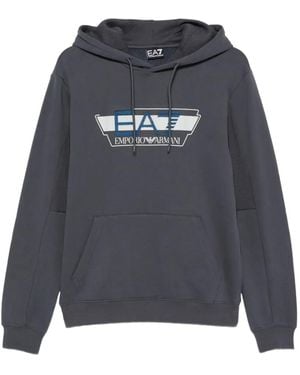 EA7 Hoodie À Logo Imprimé - Bleu