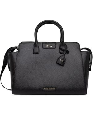 ARMANI EXCHANGE Logo-Detail Tote Bag - Black