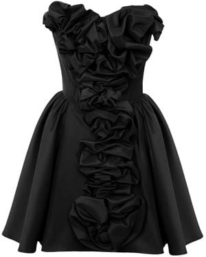 POST MERIDIEM Corset Ruffled Mini Dress - Black