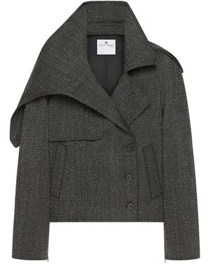 Courreges Oversized-Collar Cropped Jacket - Black
