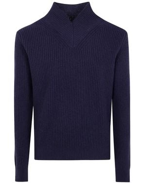 Cruna Pull Côtelé À Col V - Blue