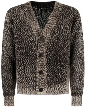 AROVESCIO Bouclé-Knit V-Neck Cardigan - Black