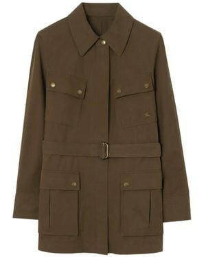 Burberry Gabardine Safari Jacket - Brown