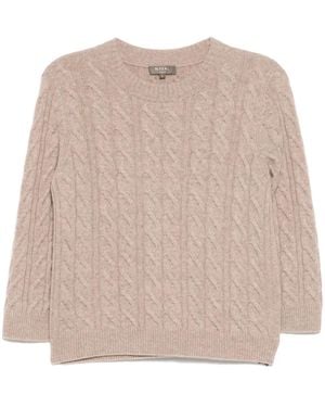 N.Peal Cashmere Emilia Cable Round Neck Sweatshirt - Natural