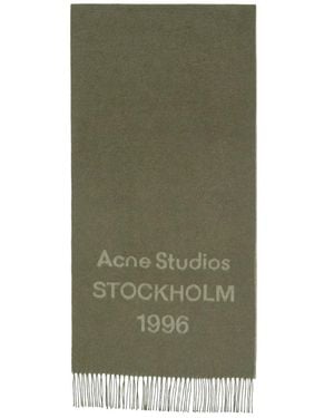 Acne Studios Logo-Embellished Wool Scarf - Green
