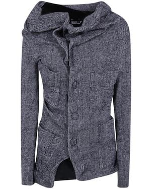 Junya Watanabe Check-Pattern Draped Blazer - Blue
