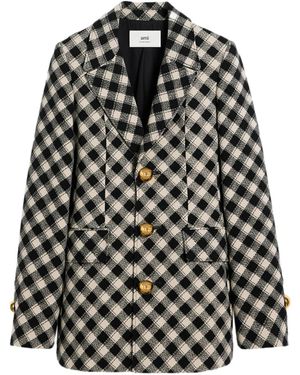 Ami Paris Check-Pattern Jacket - Black