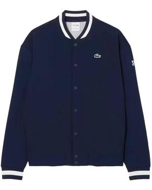 Lacoste Bomber Denim Con Logo Ricamato - Blu