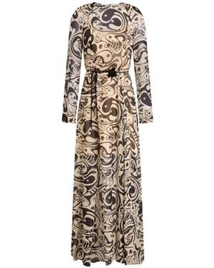 Zimmermann Abstract-Print Georgette Maxi Dress - White