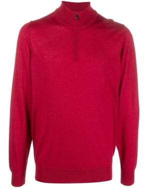 Pal Zileri High-Neck Virgin Wool-Silk Sweatshirt - Red