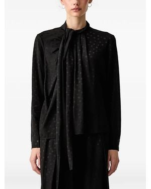 Isabelle Blanche Polka-Dot Tie-Neck Blouse - Black