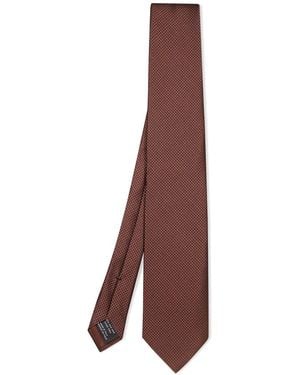 Tom Ford Houndstooth-Pattern Silk Tie - Brown