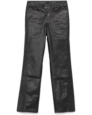 Mugler Wax-Effect Straight-Leg Trousers - Grey