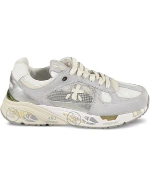 Premiata Mased Mesh-Panel Suede Trainers - White