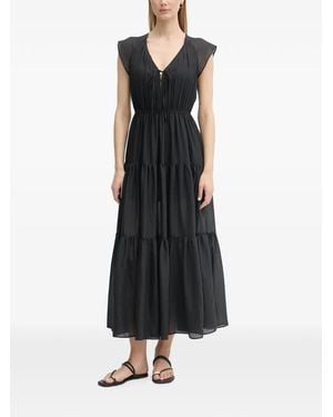 GAUDI Tiered Sleeveless Maxi Dress - Black