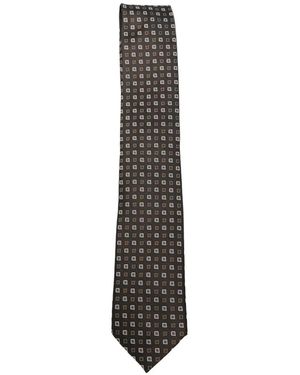 BOSS Geometric-Pattern Tie - White