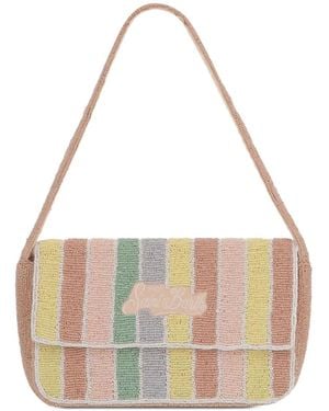 MC2 Saint Barth Bead-Embellished Striped Shoulder Bag - White