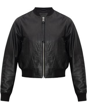 AllSaints Orten Leather Zip-Front Bomber Jacket - Black