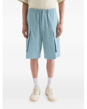 Jil Sander Poplin Texture Cotton Shorts - Blue