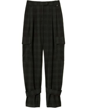 Twinset Tartan Cargo-Pocket Trousers - Black