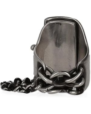 Ann Demeulemeester Anillo Ancho Con Cadena - Negro