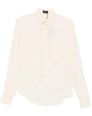 Etro Ruffled Paisley-Jacquard Shirt - White
