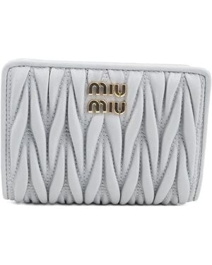 Miu Miu Matelassé Leather Wallet - Grey