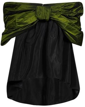 Simone Rocha Bow-Detail Off-The-Shoulder Top - Green