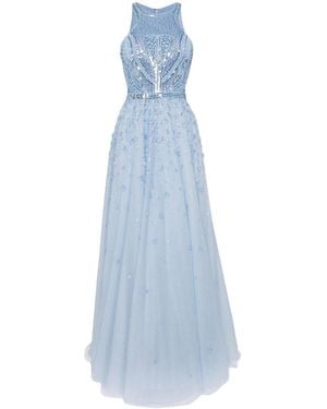 Saiid Kobeisy Beaded Halterneck Gown - Blue