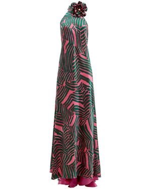 Silvia Tcherassi Vestido Largo Con Apliques Florales - Morado