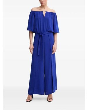 Joseph Ribkoff Off-Shoulder Tie Jumpsuit - Blue
