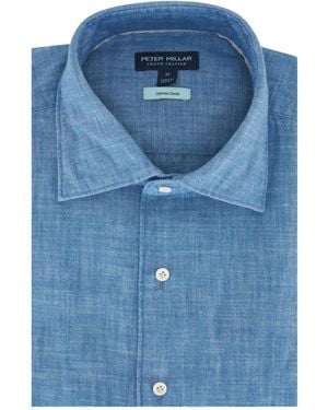 Peter Millar Hemd aus Chambray - Blau