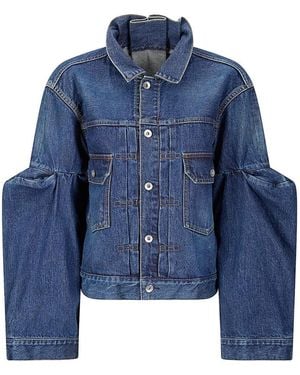 Sacai Puff-Sleeve Denim Jacket - Blue
