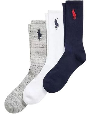 Polo Ralph Lauren Logo-Embroidered Crew Socks (Pack Of Three) - Blue