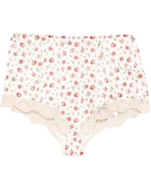 Dolce & Gabbana Slip En Dentelle Et Satin À Petit Imprimé Rose - Pink
