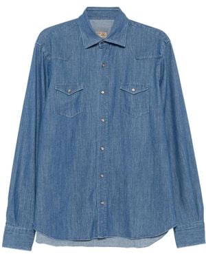 Barba Napoli Denim Flap-Pocket Shirt - Blue