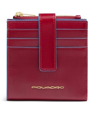 Piquadro Zipped Leather Cardholder - Red