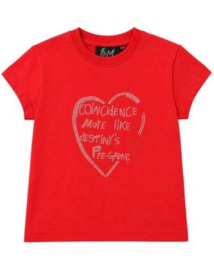 ANDERSSON BELL Rhinestone-Embellished Heart-Motif T-Shirt - Red