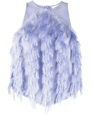 Ganni Fringe-Detail Sleeveless Top - Blue