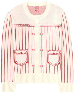 KENZO Pockets Striped Cardigan - Pink