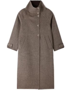 Sandro Houndstooth Single-Breasted Coat - Brown
