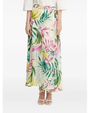 Guess Falda larga cruzada con estampado tropical - Verde