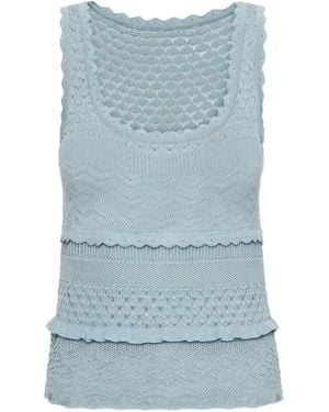 Oscar de la Renta Tanktop mit Wellensaum - Blau