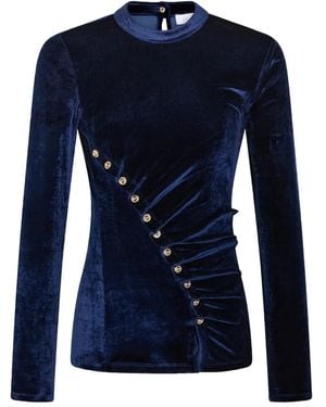 Rabanne Drapiertes Samtoberteil - Blau