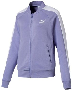 PUMA Zip Striped Track Sweatshirt - Purple