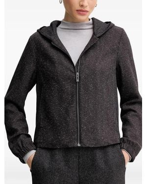 Mos Mosh Herringbone Hooded Jacket - Black