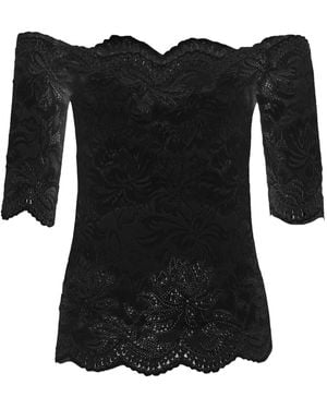 Rabanne Lace Off-Shoulder Top - Black